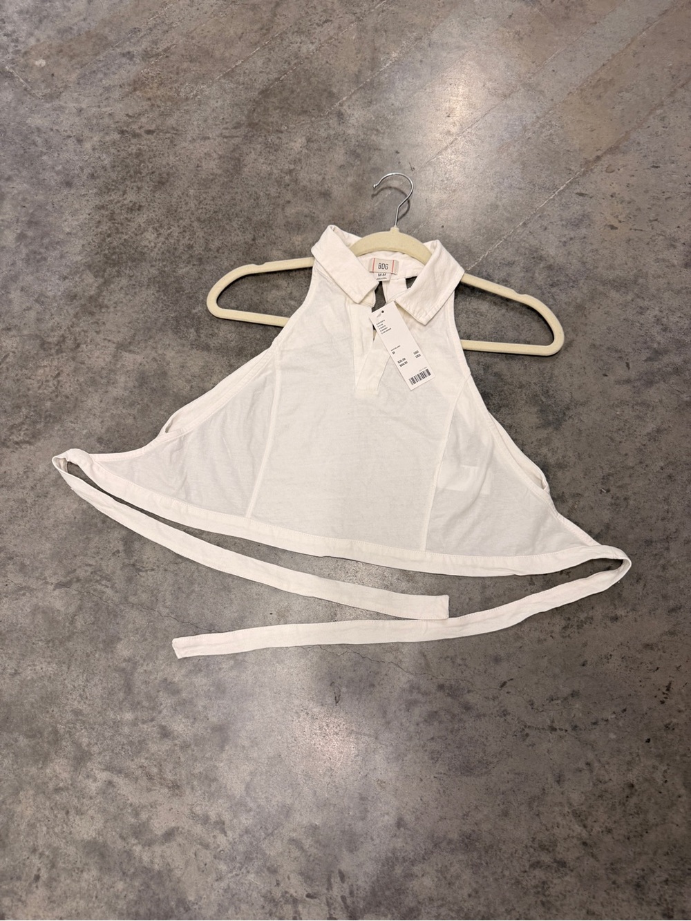 BDG White Halter Collared Wrap Crop Top